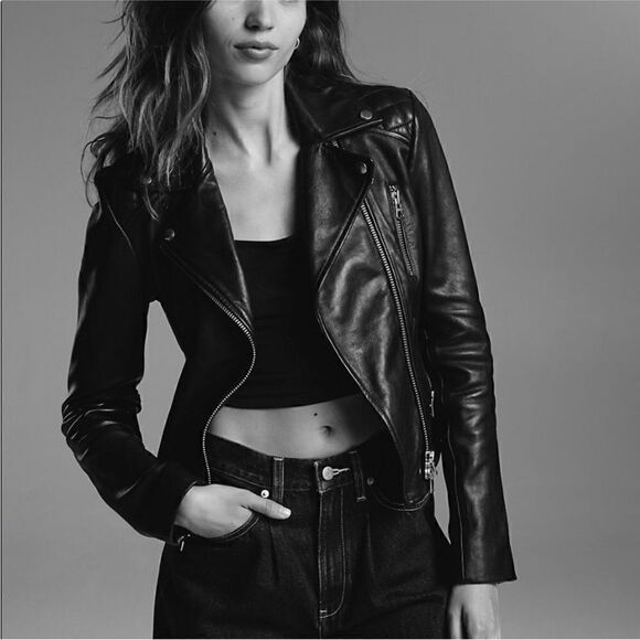 Wilfred free Aritzia Hendrix Leather Jacket Biker - Picture 1 of 12